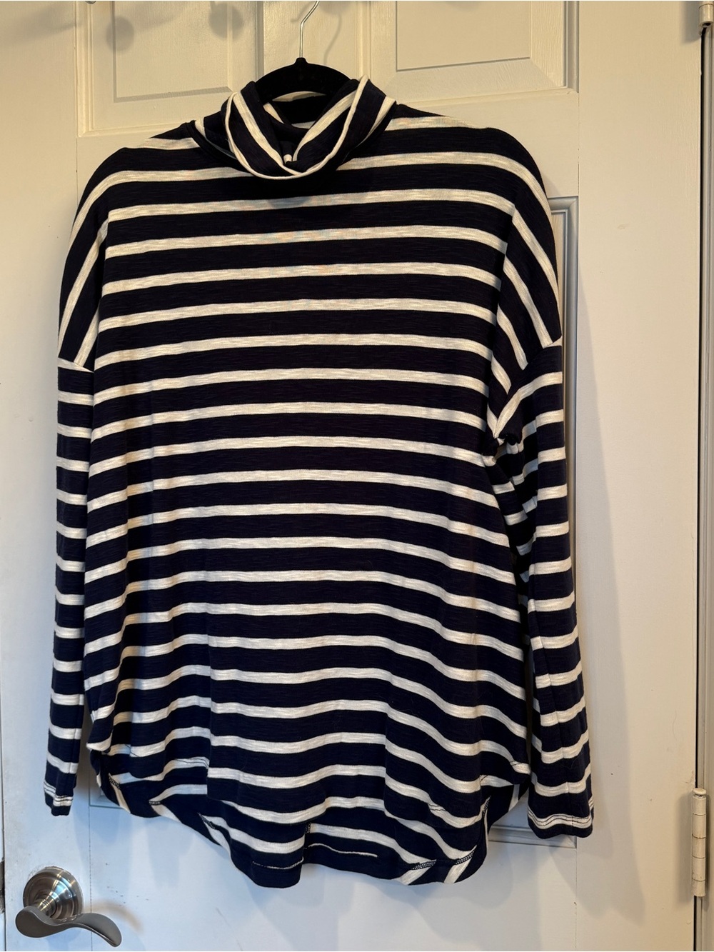 aerie Navy & White Striped Turtleneck Sweater